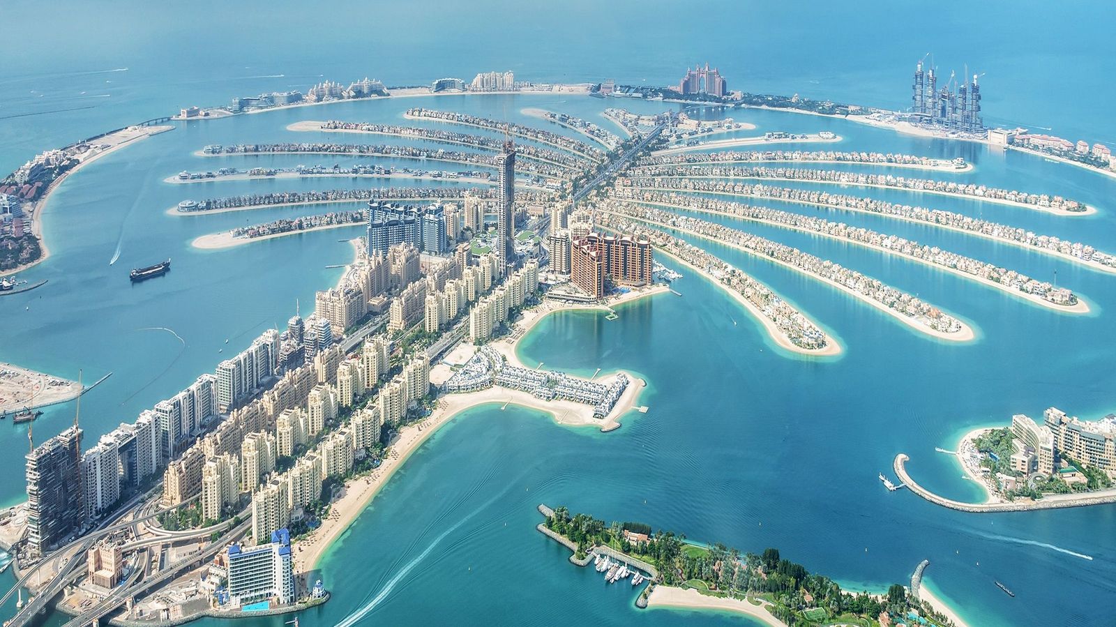 Asien Ferien Dubai Aussicht von oben auf die Palme