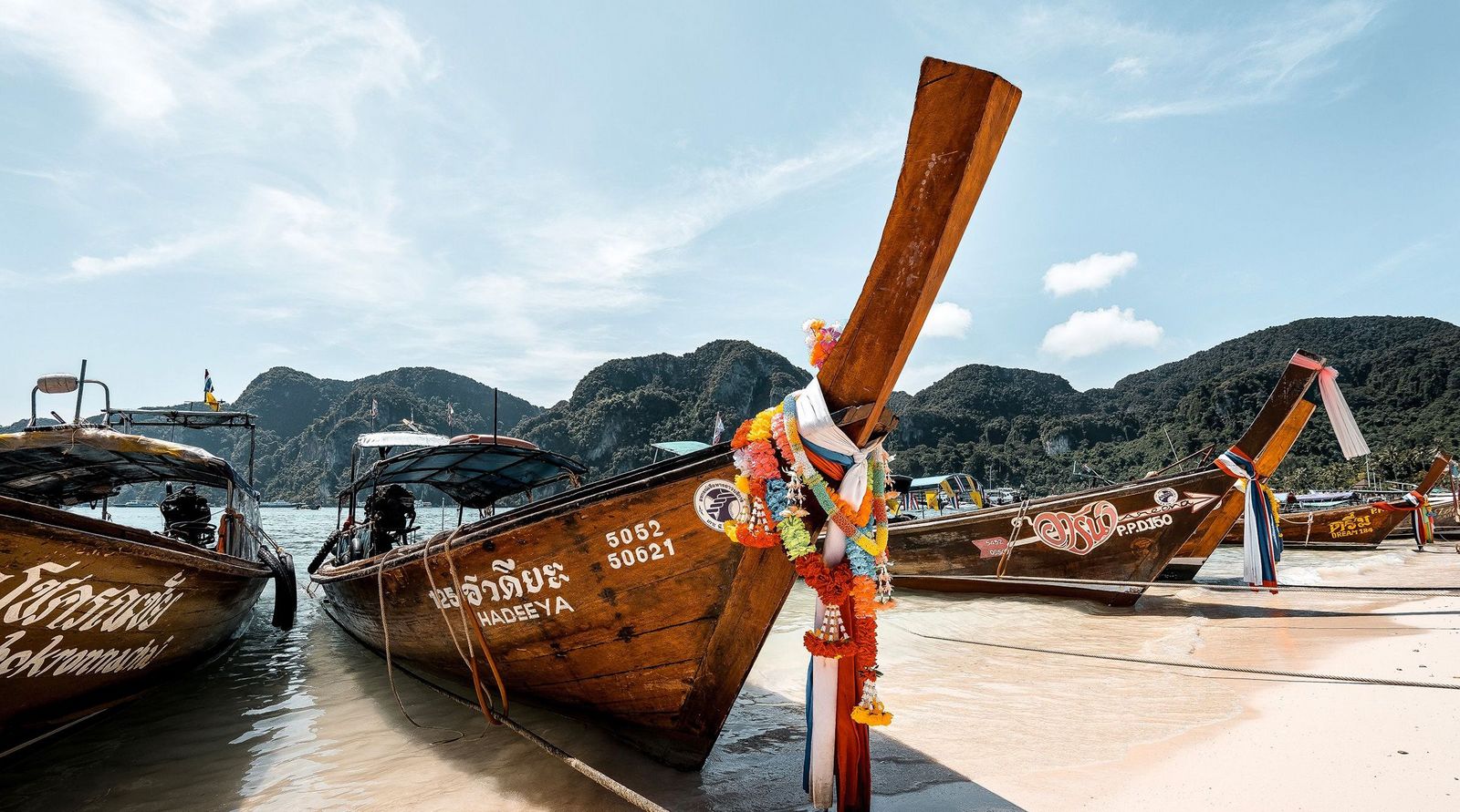 Thailand Khao Lak Bucht Langschwanzboote