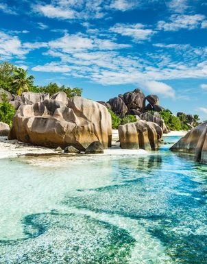 Anse Sous d'Argent Strand mit Felsen auf den Seychellen