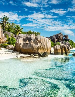 Anse Sous d'Argent Strand mit Felsen auf den Seychellen